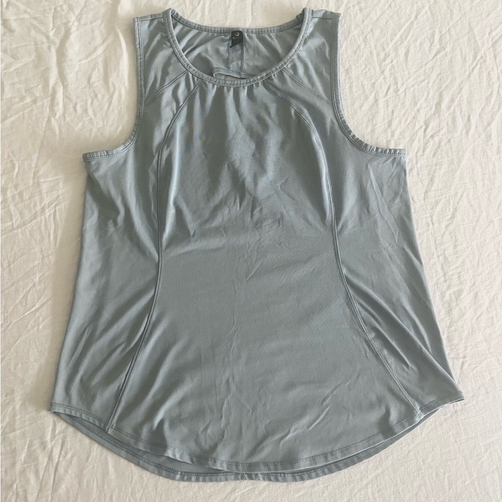 Medium Grey Blue Workout Sleeveless Tank with Cutout in the Back